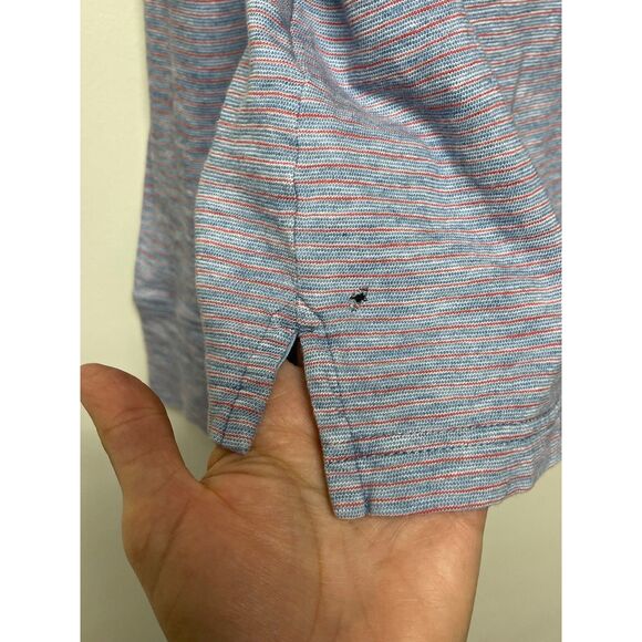 FAHERTY Blue/Red Striped Long Sleeve Polo, Sz M - Picture 6 of 6